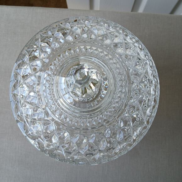 Anchor Hocking Wexford Cut Glass Footed Candy Dish with Lid vintage MCM - Picture 4 of 12